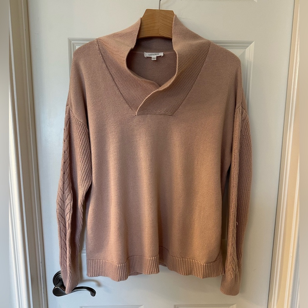 Haven Well Within Blush Cotton V-Neck with Cable Sleeves